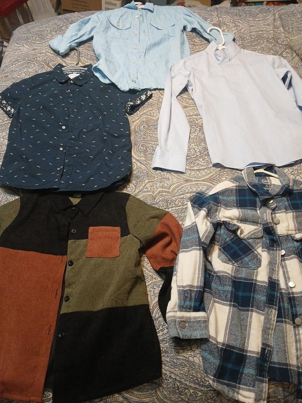Mixed Boys' Button-Up Shirt Lot - Blue, Light Blue, Navy, Plaid, Multi